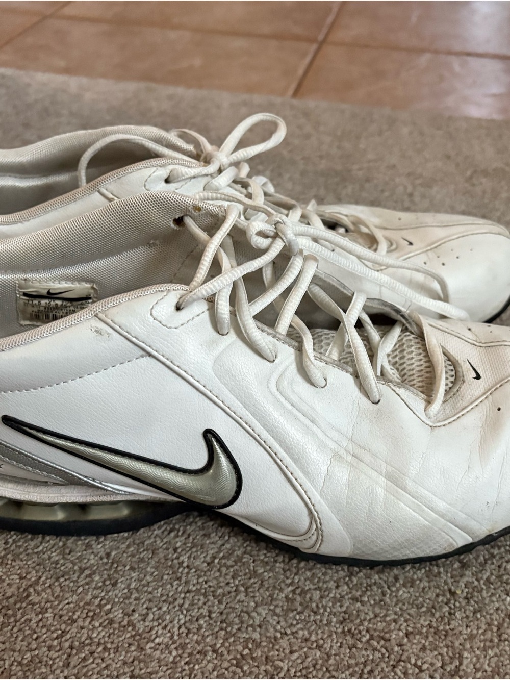 Nike Men’s White Athletic Sneakers with Silver Swoosh